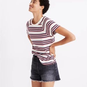 NWT Madewell Flare-Sleeve Raglan Tee in Stripe Size Small